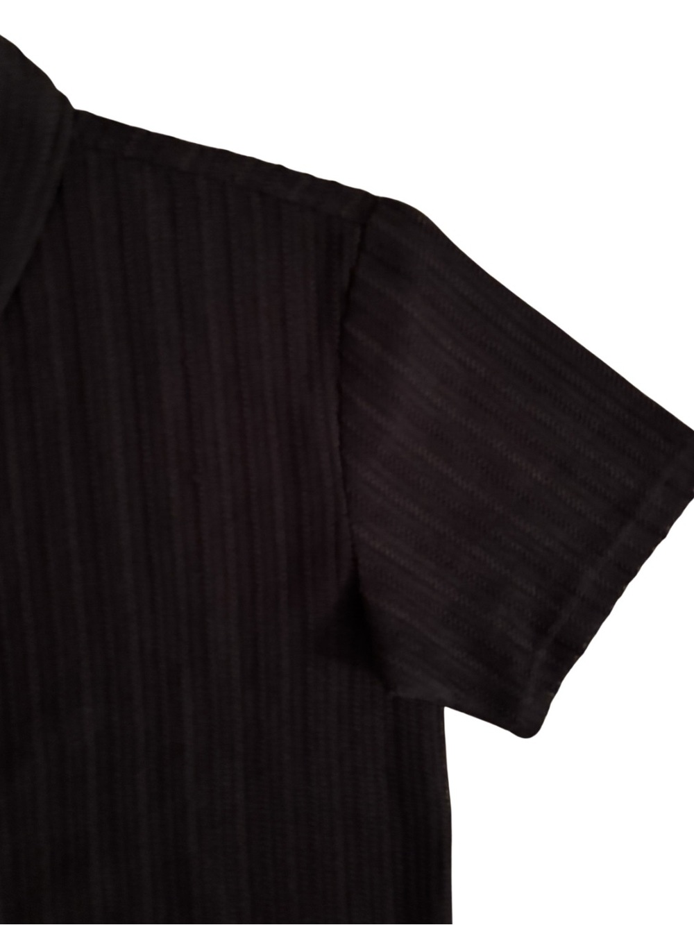 H&M Chocolate Brown Mesh Short-Sleeve Button-Up Shirt - Picture 2 of 5